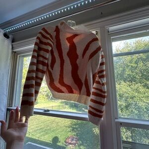 Striped Women's Sweater - Cream and Brown